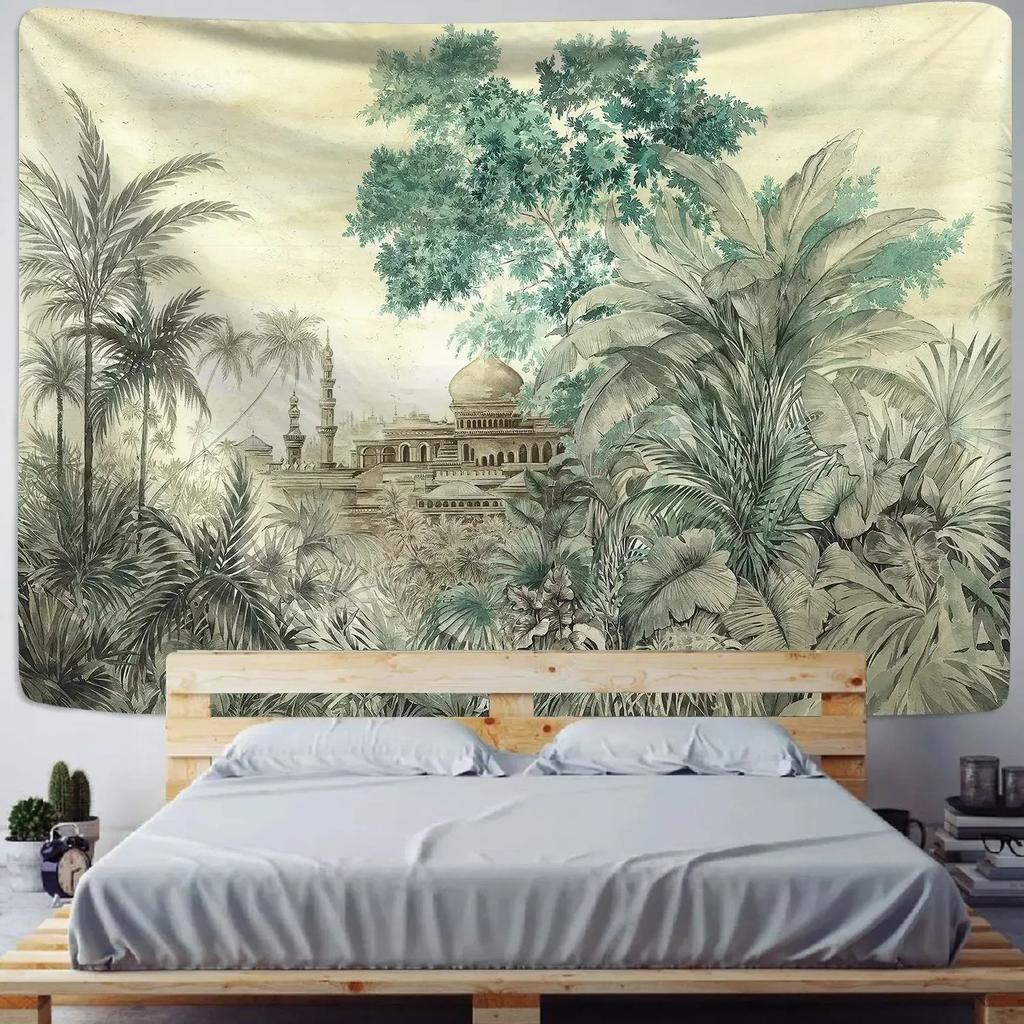 Nordic Ins Home Living Room Bedroom Fabric Hanging Painting Background Decoration Tropical Plant Print Tapestry Wall Hanging