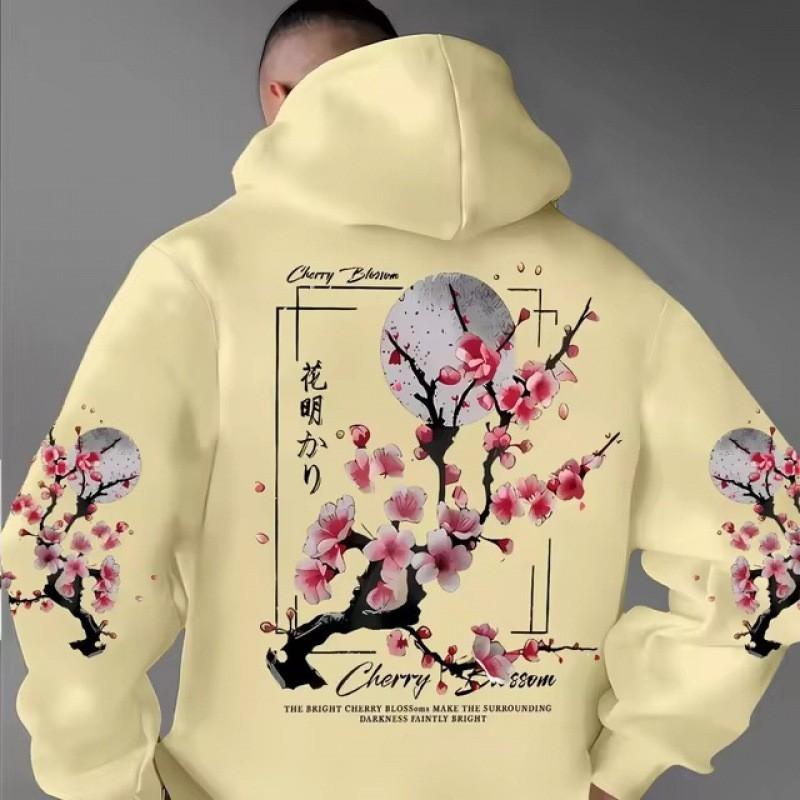 Unisex Hooded Sweatshirt With Vintage Print Loose Fit Long Sleeve Pullover Winter Casual Wear