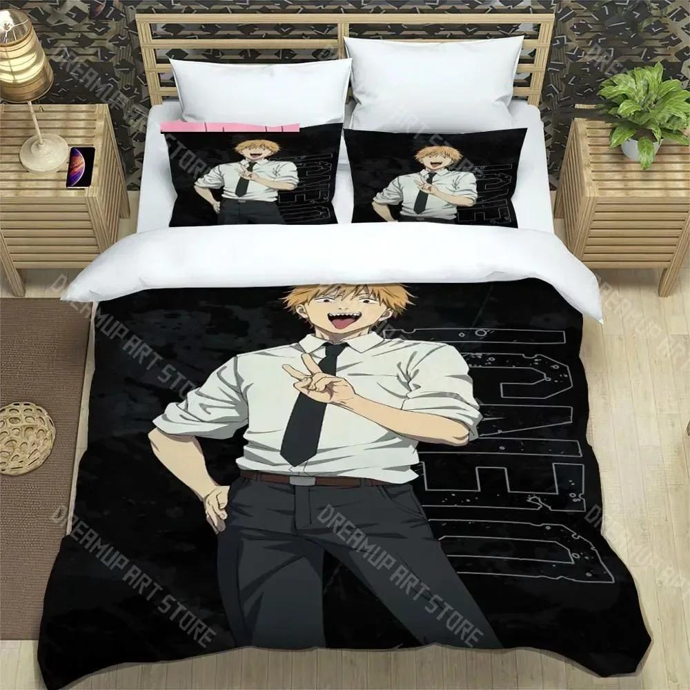 3D Print Fashion Anime Chainsaw Man Bedding Set Boys Girls Twin Queen King Size Duvet Cover Pillowcase Bed Boys Adult Bedroom