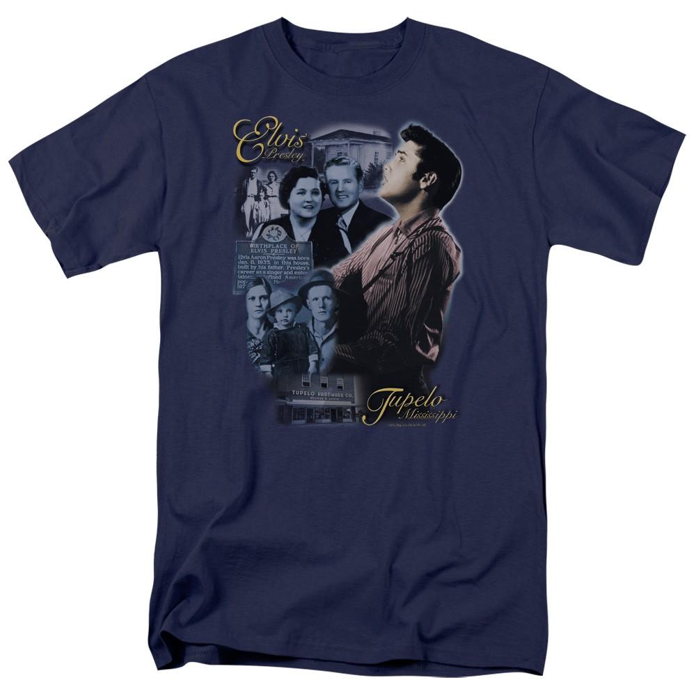 Elvis Presley - Tupelo - Adult Unisex Short Sleeve T-Shirt - Blue 2XL