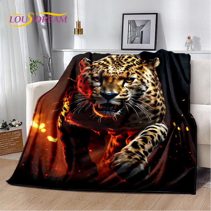 Fierce Tiger Lion Leopard Beast Animal Wildlife Cartoon Blanket,Soft Throw Blanket for Home Bedroom Bed Sofa Picnic Office Cover