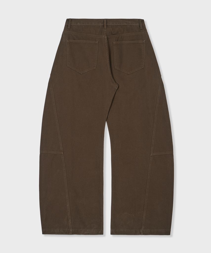GLW Curved Cut Wide Cotton Pants Brown