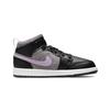 Air Jordan 1 Mid SE PS Houndstooth Kids Sneakers Black Lilac White DC7227-015