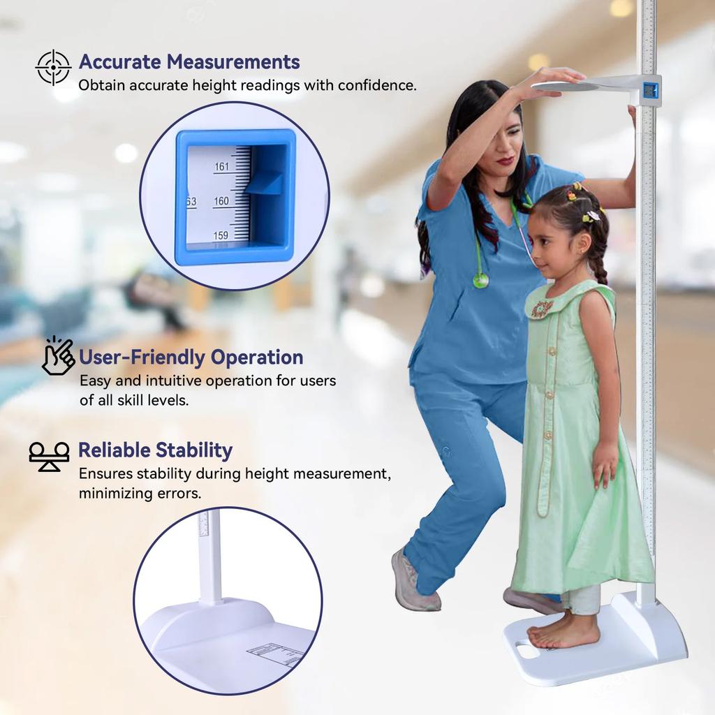 Professional Portable Stadiometer - Adjustable 20-210cm Dual Scale Wall-Mounted Height Rod | Medical-Grade Accuracy