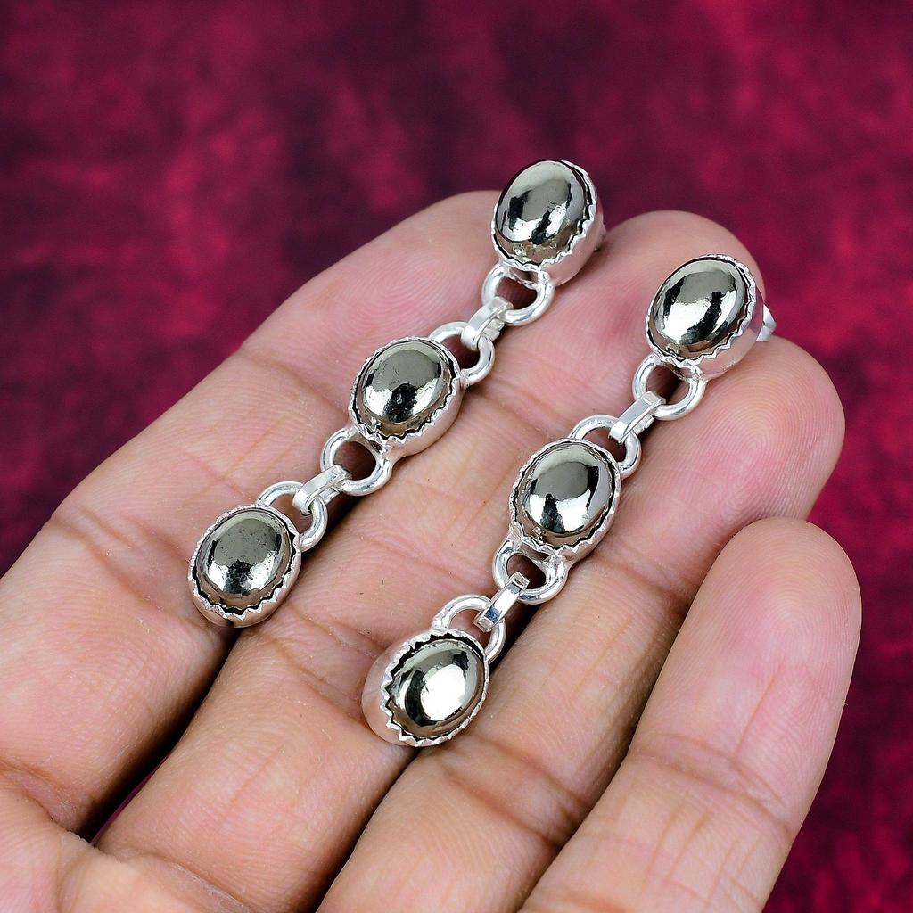 Goldene Pyrit Ohrringe Handgefertigter Edelstein Schmuck, 925 Sterling Silber Ohrringe Antiker Schmuck, Für Verlobungsgeschenk