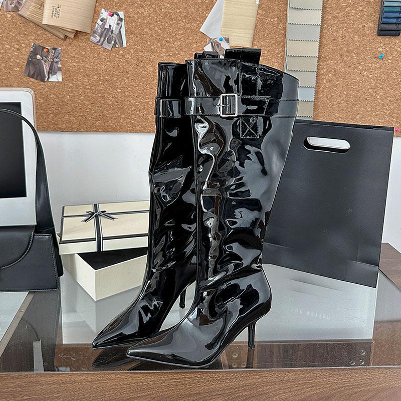 Fashion Fashion Pointed Toe Women Knee High Modern Boots With Thin Heels Shoes Party Ladies Long Chelsea Boots Female Pumps Shoes Lady