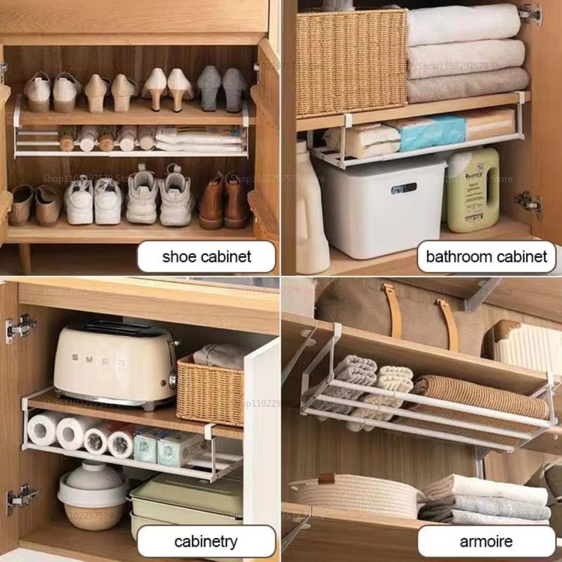 Home Shoe Cabinet Kitchen Storage Rack Retractable Shoe Organizer Layered Space Saver Easy Install Durable Durable Closet Shelf