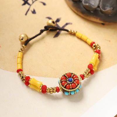 Doppellagiges gewebtes tibetisches nepalesisches Armband für Herren und Damen, Retro-Handseil, exotisches Windspiel-Armband.