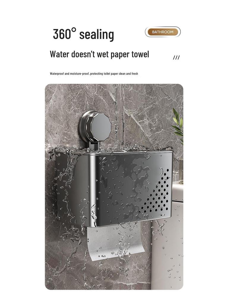 Punch-Free Wall-Mounted Waterproof Toilet Paper Holder with Storage Rack