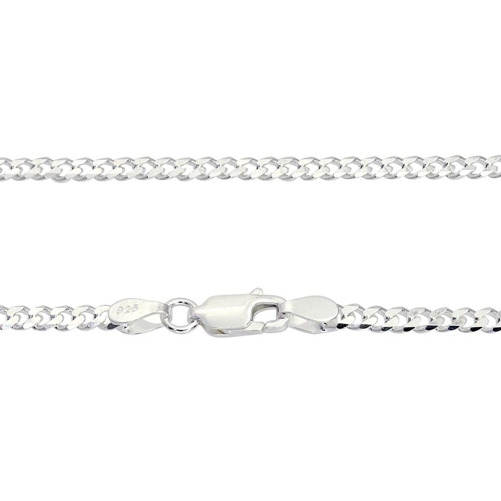 Sears Curb Chain 925 55cm Necklace, 6-Sided Cut, Silver, Silver, 2.9mm Wide,
