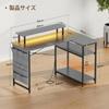 HLFURNITURE Gaming Desk L-Shaped with Adjustable Shelf Monitor Stand and Side Storage Pocket Gray