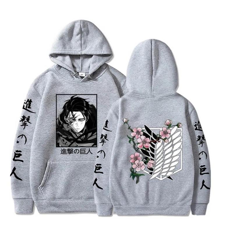 Anime Attack on Titan Plus Size Hoodie Levi Graphic Hood Sweatshirt Men Womnen Fashion Brand Design Pullover Fleece Hoodies