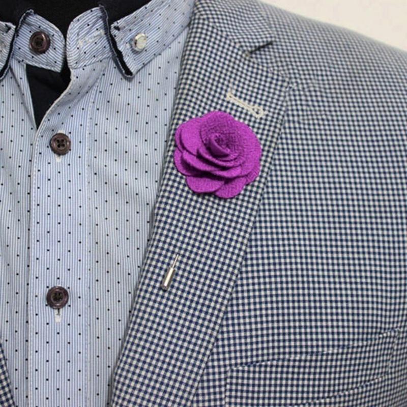 Lapel Flower Daisy Handmade Boutonniere Stick Brooch Pin Men's Accessories