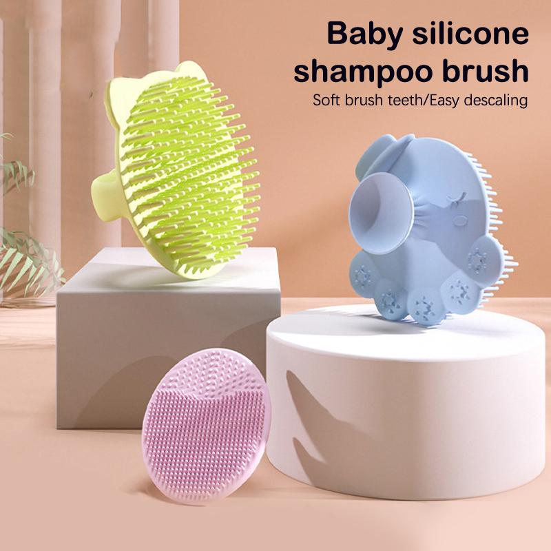 Silicone Shampoo Brush For Baby Infant Bathing Soft Silicone Kids Children Shower Brush Head Hair Washing Massage Bath Brushes