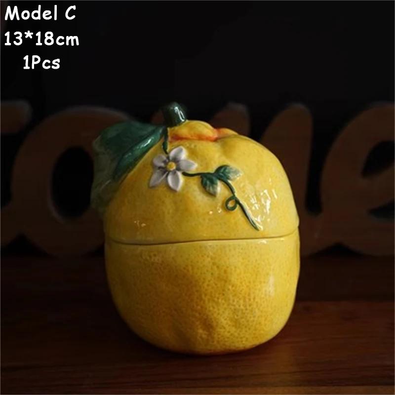 Lemon Shaped Ceramic Plate for Dessert, Fruit Tray, Afternoon Tea Kettle, Milk Mug, European Dinnerware, Colored Underglaze