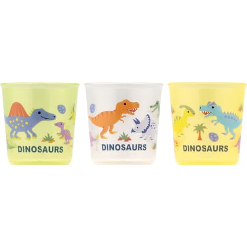 Skater Baby Cup, 60ml, Small, for Children 4 Months and Up, 3-Piece Set, Antibacterial, Dinosaur Picture Book, for Gargling, Toothbrushing, and More,