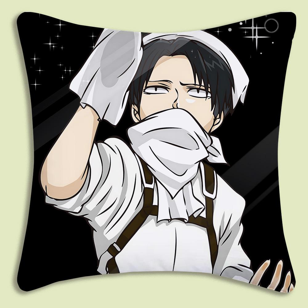 Levi Ackerman Attack On Titan Pillow Covers Cartoon Sofa Decorative Home Double-Sided Printing Short Plush Cute Cushion Cover