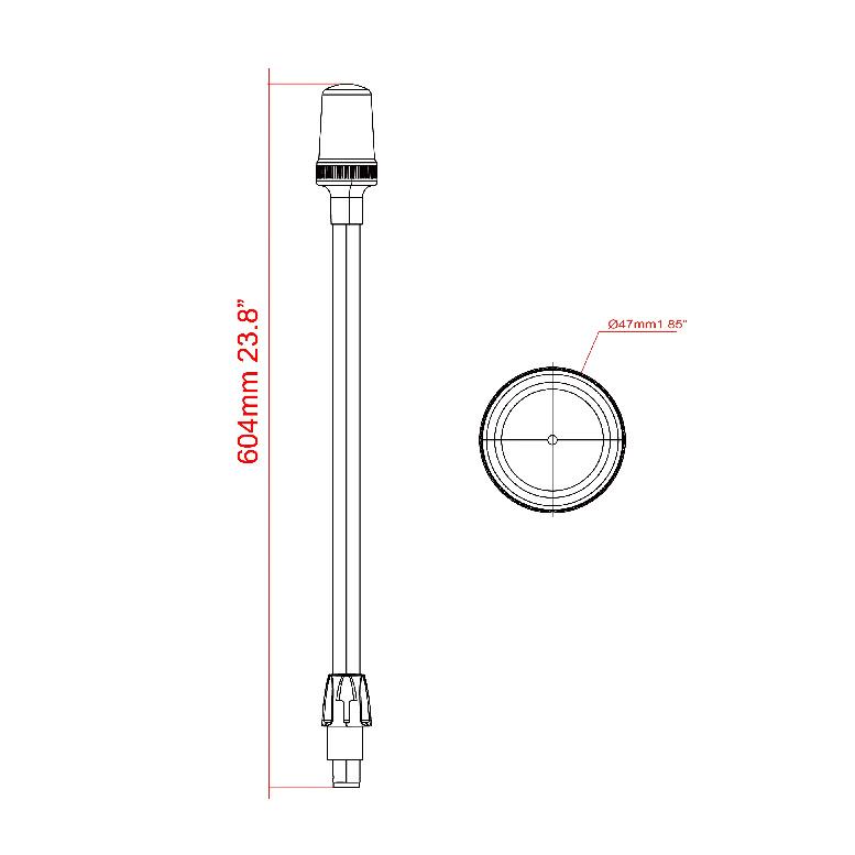 Stern Light Anchor Lamp LED Marine Boat Lights Pole All Round White Removable 2 Pin Plug In Angled Base USCG 2 NM 24 Inches