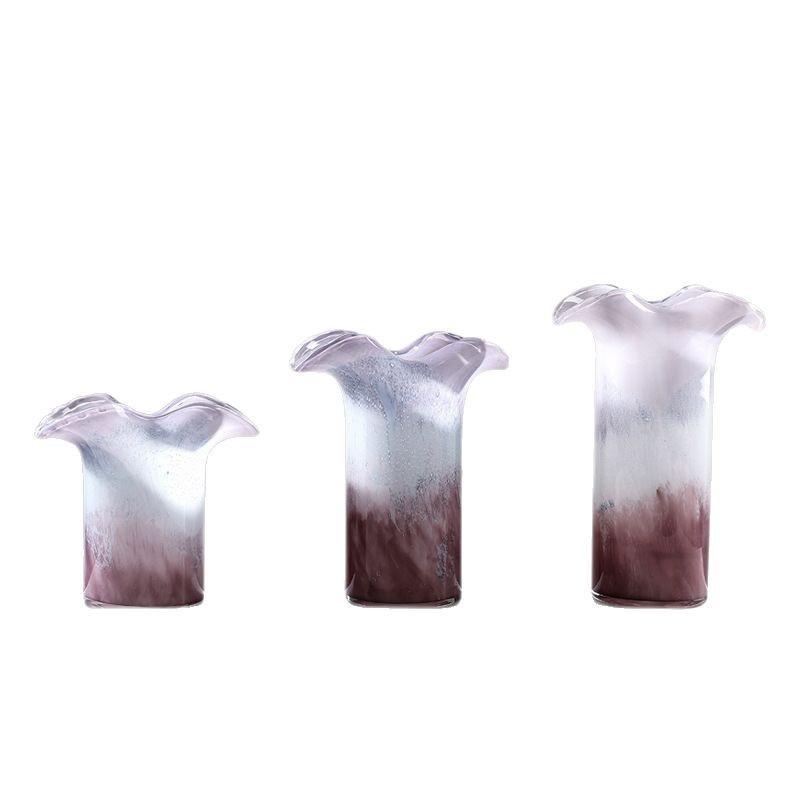 Purple Wavy Vase Wave Edge Color Gradient Flower Vase Flower Arrangement Accessories Hydroponics Terrarium Home Decoration