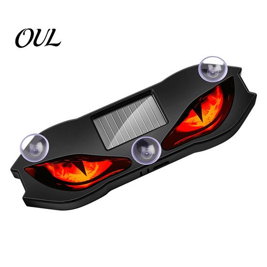 Solar Powered Car Interior Lights Devil Eyes Light for Windshield, Window Warning Sign with Three Smart Modes, Vibration Sensor LED Digital