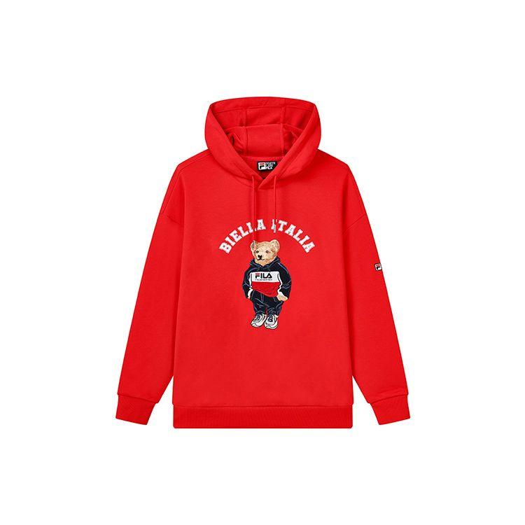 

FILA American Style Cartoon Bear Pocket Letter Print Casual Hoodie Men Hoodies Legendary-Red F51M239299F-RD XXL
