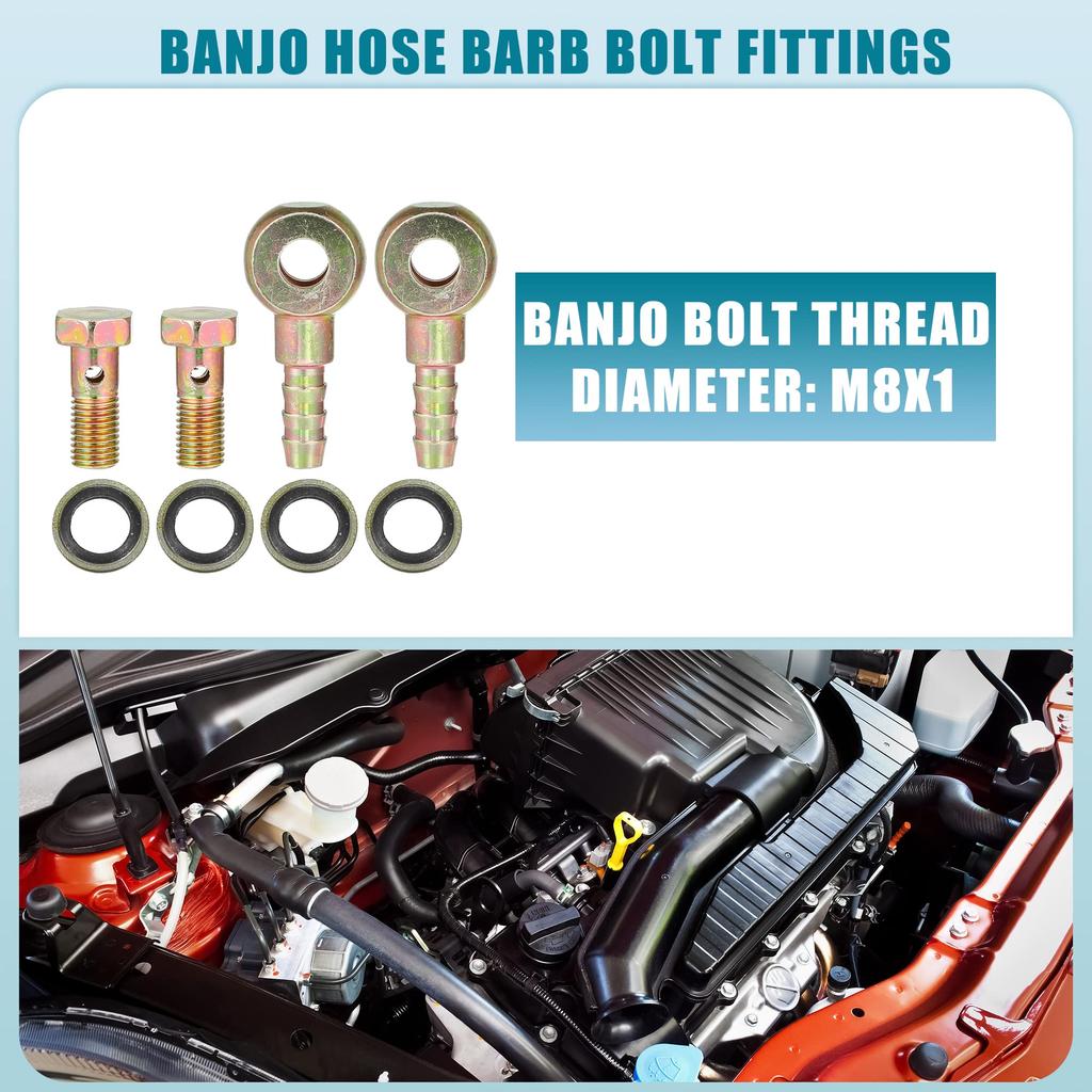 A ABSOPRO Banjo Bolt Banjo Hose Barb Bolt Fitting Brake Line Fitting Adapter Fitting