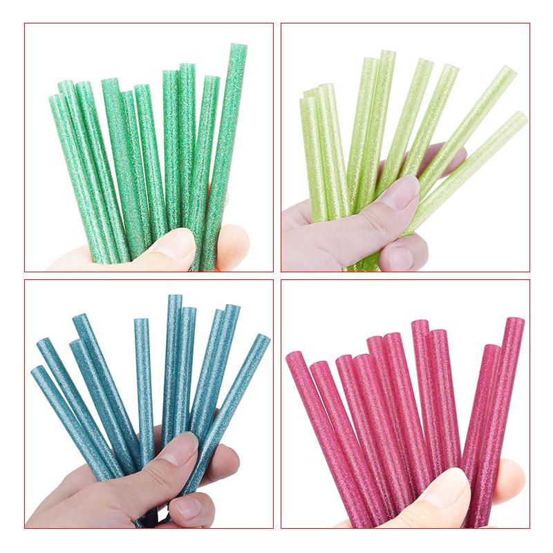 10Pcs Colorful Hot Melt Glue Sticks For Electric Glue Gun Craft 7mm Adhesive Glitter Wax Stick Home Craft DIY Repair Tool