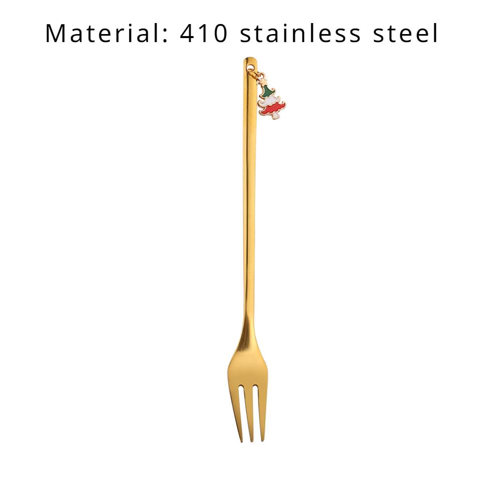 HANYANG Stainless Steel Christmas Dessert Spoon and Fork Gift Set Fruit Fork Father Christmas Coffee Spoon Hotel Household Tableware