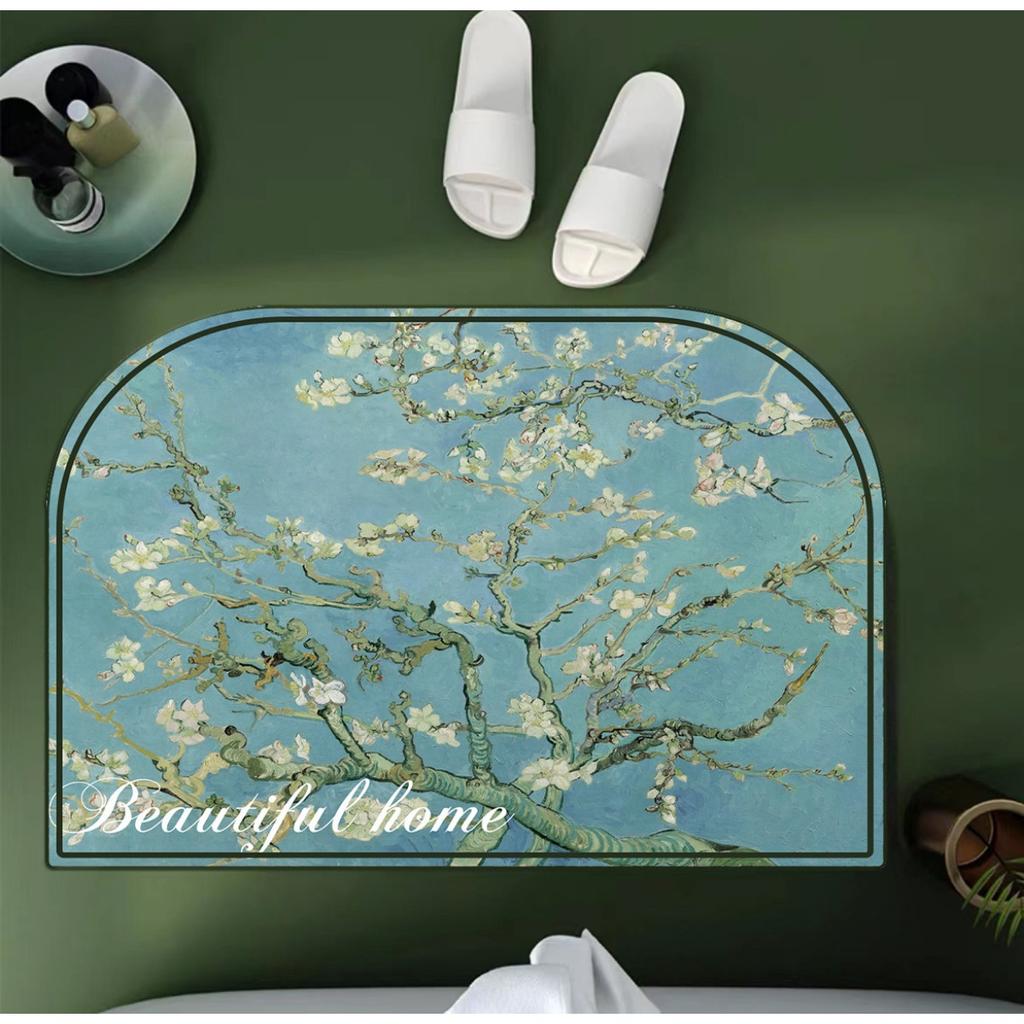 Oil Painting Wind Mat Absorbent Mat Cushioned Bathroom Foot Mat Bathroom Toilet Non-slip Absorbent Mat Carpet Door Mat Entry