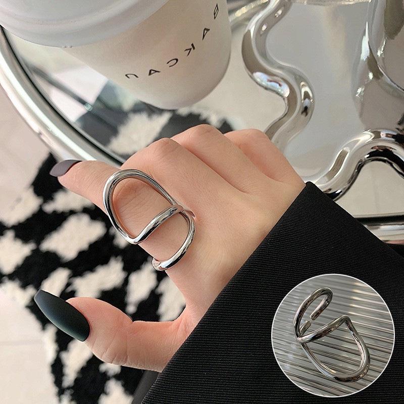 S925 Silver-Plated Creative Teardrop Ring for Women - European/American Open Design