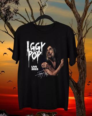 T-shirt Unisex Nera Taglia Unica Firma Iggy Pop 2025