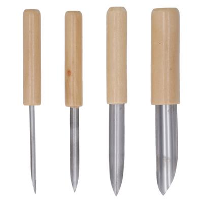4 Pcs Clay Hole Cutters Wood Handle Stainless Steel Semi Round Punching Shaping Pottery Clay Hole