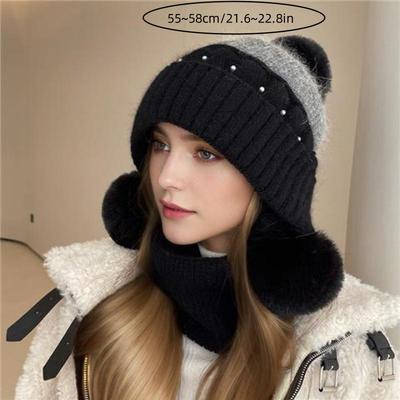 Nouveau chapeau de mode d'hiver pour femme, en peluche et épais pour la protection contre le froid, chapeau doux et mignon chaud et froid avec protection des oreilles
