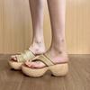 Soft leather version~ New holiday style woven soft-soled Roman toe slippers women's summer thick-soled outer wear new sandals