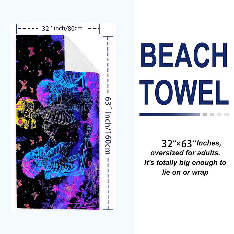 Love u to the Death Skull ( Print Beach Towel, Large Soft Quick Dry Towel for Beach Camping Swimming