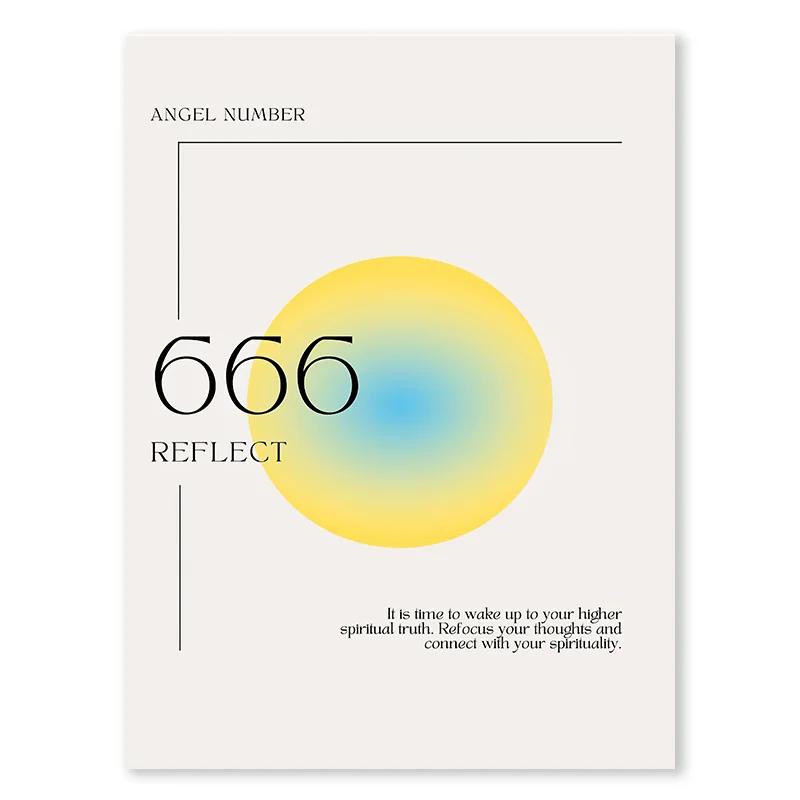 Gradient Spiritual Aura Angel Number Canvas Painting and Print Aesthetic Danish Pastel Poster Wall Art Picture Living Room Decor