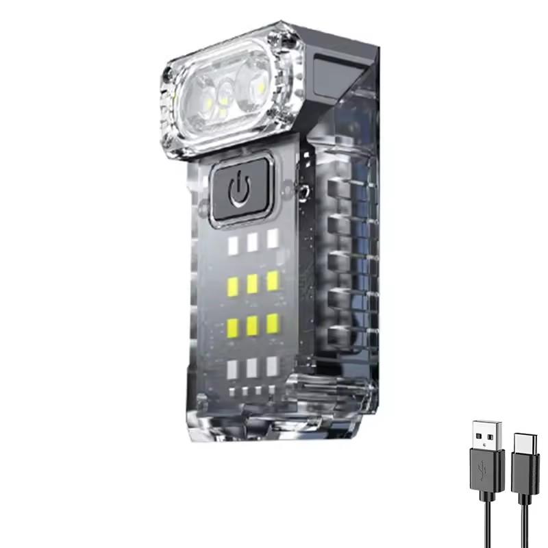 

Светодиодный многофункциональный мини-фонарик, перезаряжаемый от Type-c, с клипсой для крепления на козырек, портативный, с сильным магнитом, уличный направленный рабочий свет 1000mAh