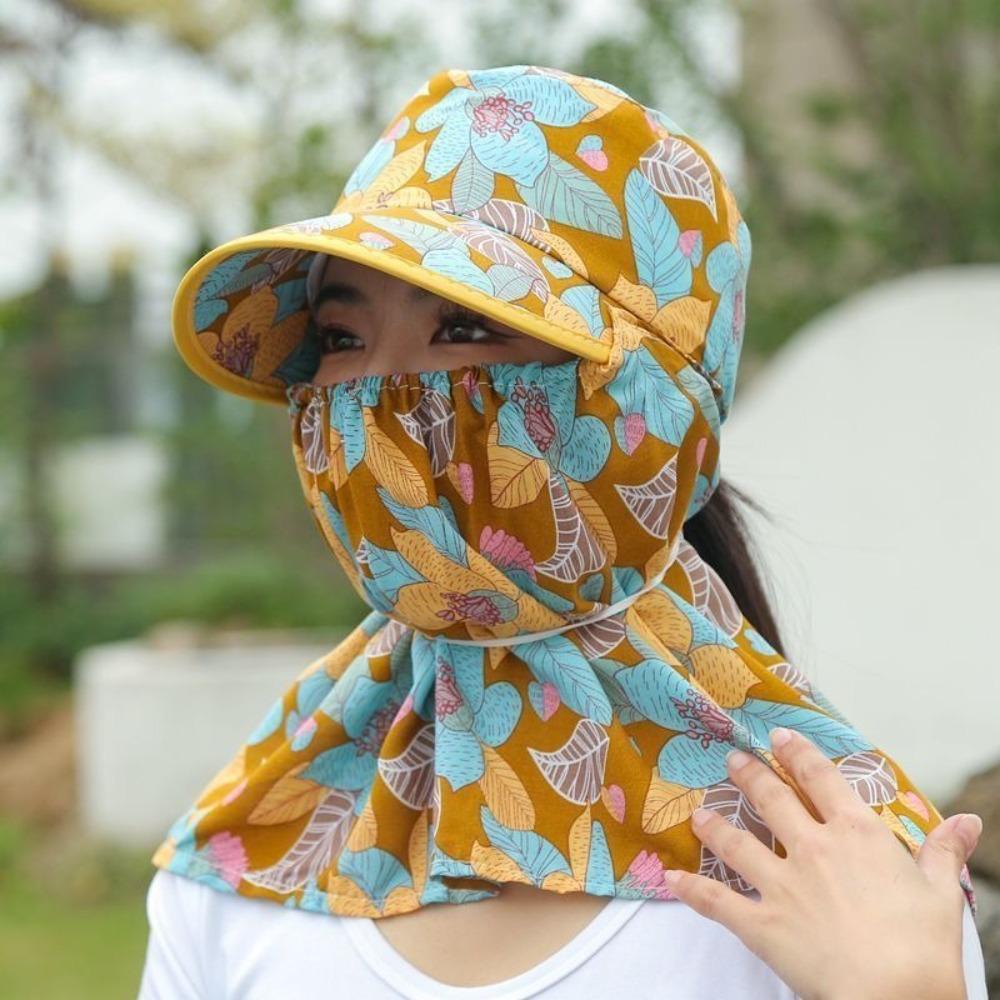 Anti-UV Tea Picking Cap Wide Brim Sunscreen Hat Casual Women's Ponytail Hat  Outdoor