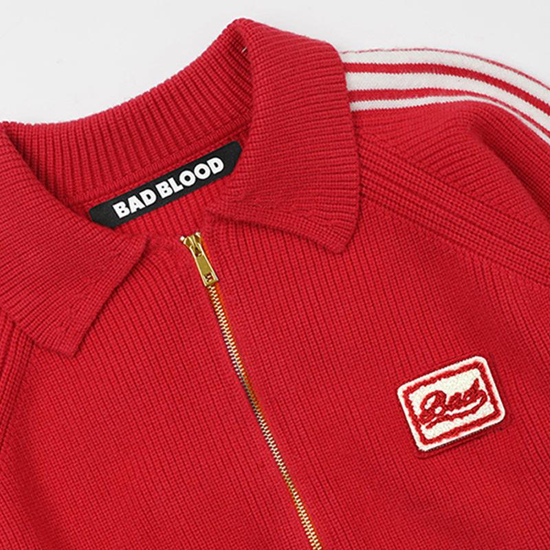 Korean Badblood BCAC Series Women's American Retro Red Knit Cardigan Sweater