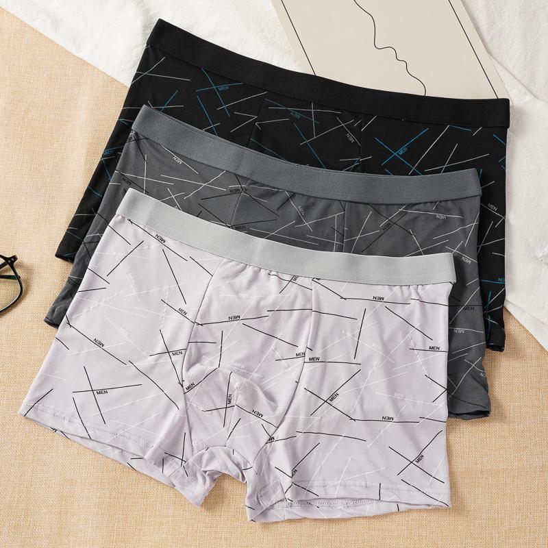 4PCS Men's Mid-waist Boxers Briefs Seamless Soft Breathable Panties Trendy Boxer Underwear XL-4XL