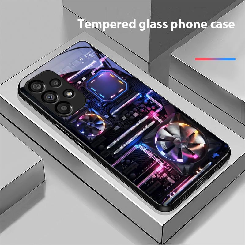 Computer Element For Samsung Galaxy S10 20 Plus 21 FE 22 23 24 FE 25 Ultra Black Tempered Glass Phone Case Hard Shell