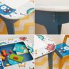 GINGER HOME Kindertisch umkehrbar mit 2 Stühlen – Doppelseitige Tischplatte, Kompatibel mit LEGO-Steinen, Mal- & MONSTER Aktivitäten