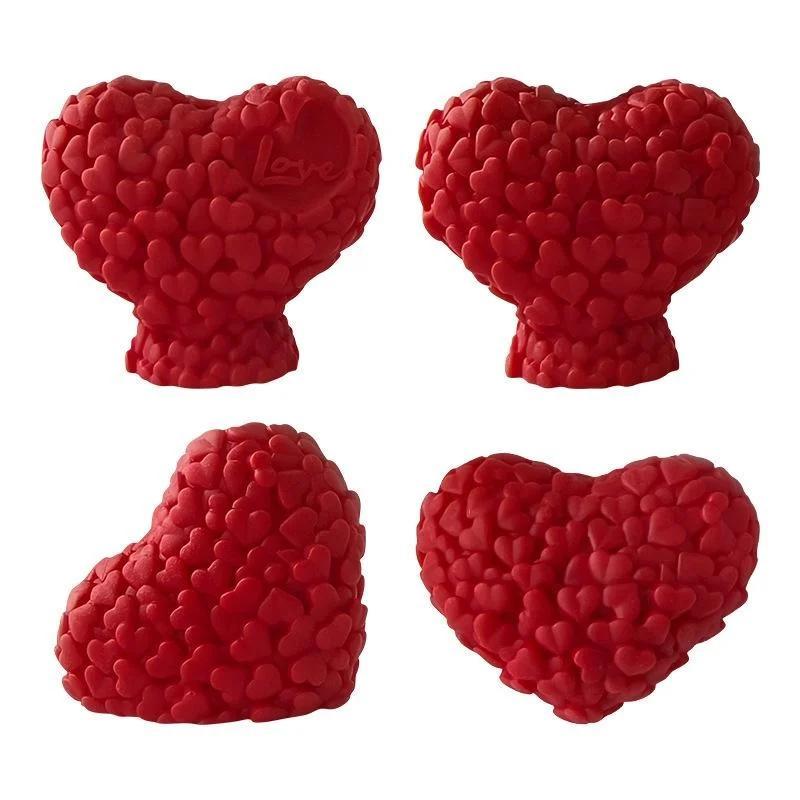 1 Pcs Heart-shaped Rose Handmade Silicone Candle Molds Love Chocolate Cake Fudge Making DIY Soap Gypsum Resin Crafts Molds