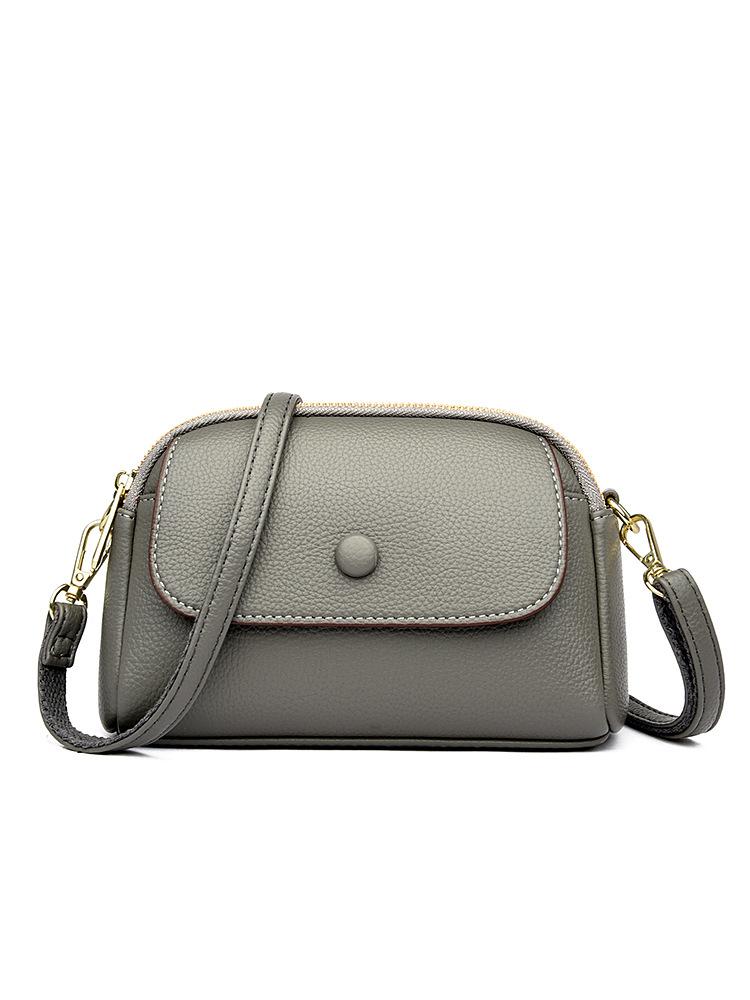 Nieuwe Zachte Leren Tas voor Dames Mode Eén-schouder Crossbody Tas Mobiele Telefoon Eenvoudige Dames Tas Lichtgewicht Moedertas Kleine Vierkante Tas gray