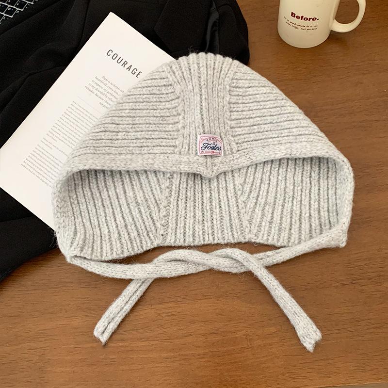 Korean Knitted Balaclava for Women In Autumn and Winter with Large Head Circumference Small Face Warm Ear Protection  Woolen Hat  Pullover Hat