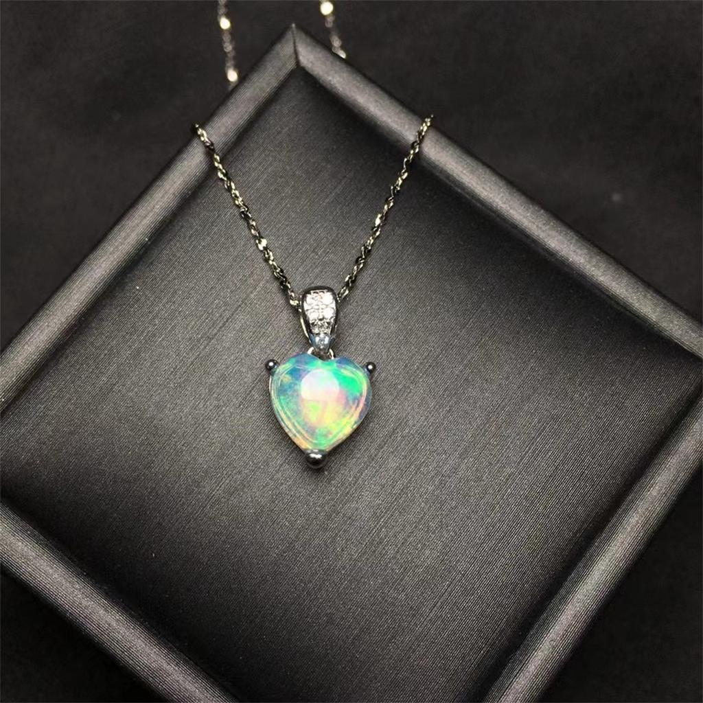 Natural Opal Heart Pendant Teacher Gifts 925 Silver Accessories Healing Stones Crystal Pendant