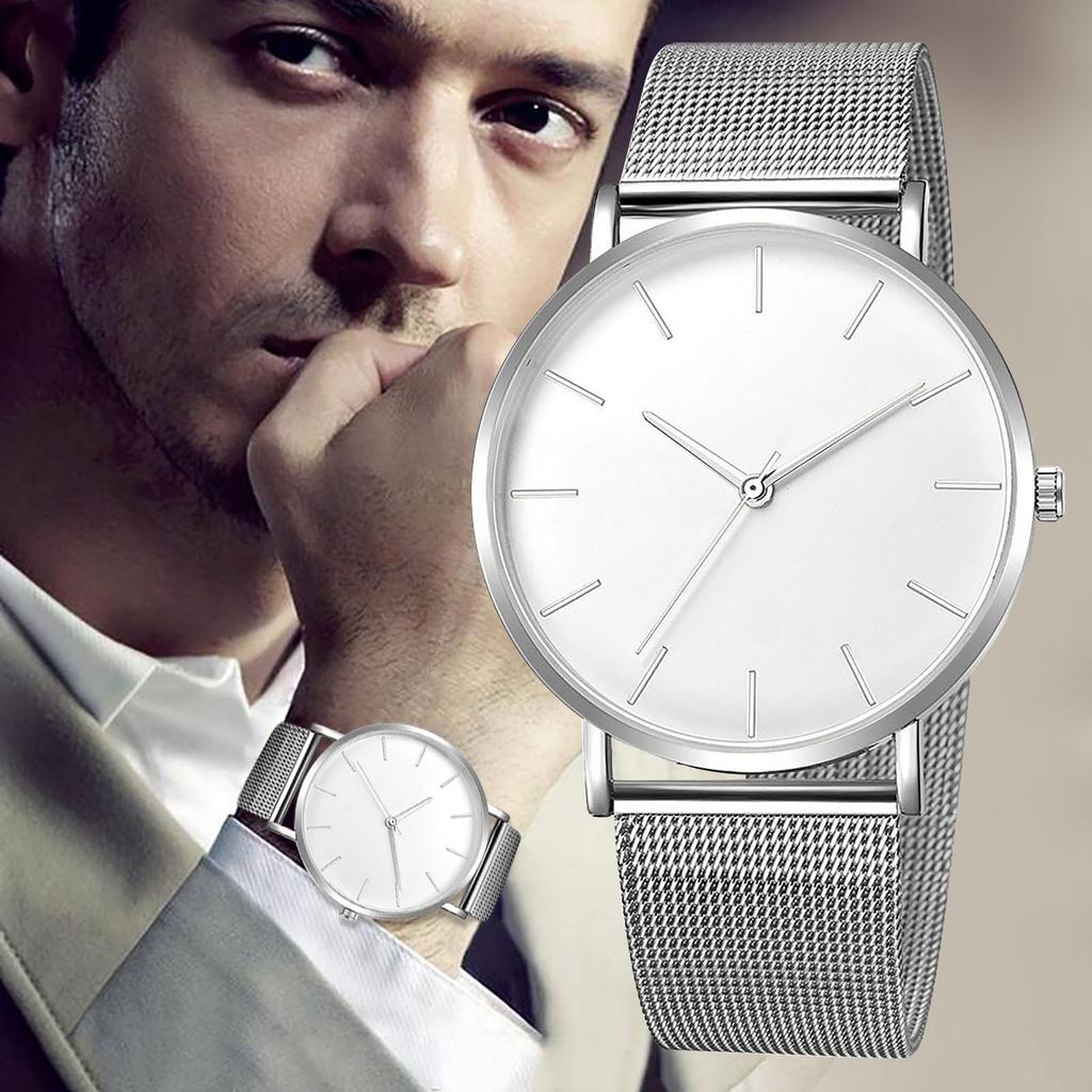 Montres à Quartz pour hommes et femmes, bracelet en acier en maille exquise, bracelet rétro