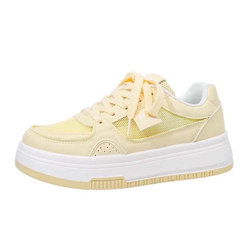 Pink board shoes single mesh breathable women's shoes lightweight and versatile casual shoes sports shoes platform white shoes