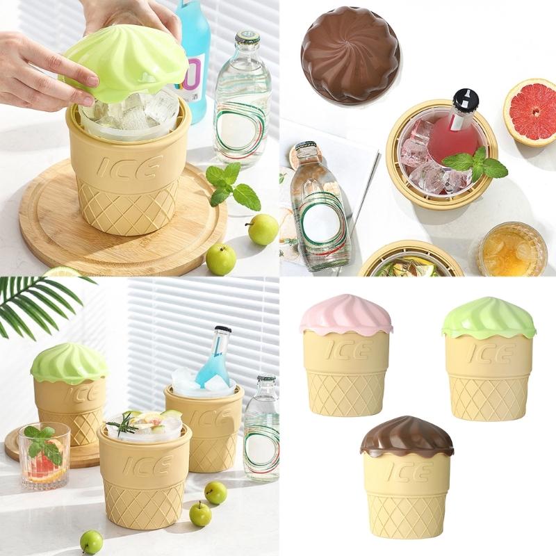 Silicone Ice Cream Container Double-layer Ice Bucket with Lid Dishwasher Safe Ice Making Mould Kitchen Accessories