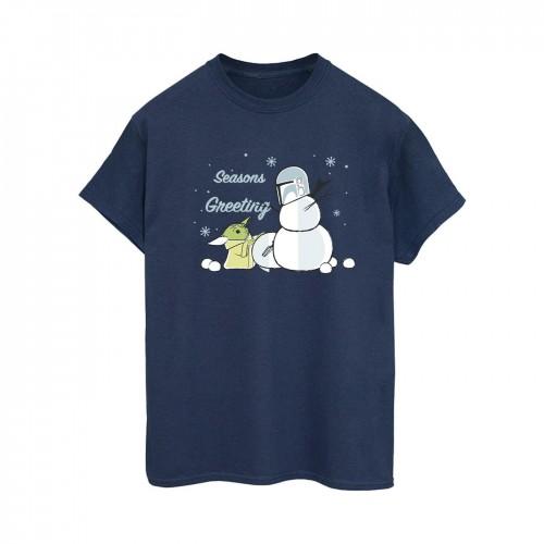 Star Wars The Mandalorian Womens/Ladies Seasons Greetings Cotton Boyfriend T-Shirt